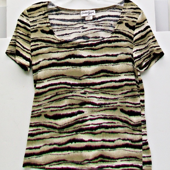 CHRISTINE GERARD Zebra Jungle Animal PRINT Top SM - Picture 1 of 5